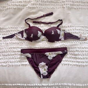 Ted Baker Bikini purple with white gardenia floral print